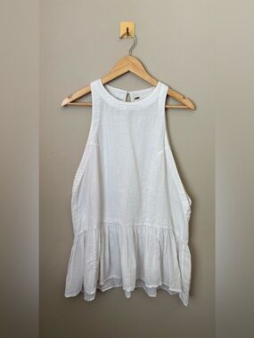 Small Free People White Cotton Breathless Moments Oversized Tunic Tank